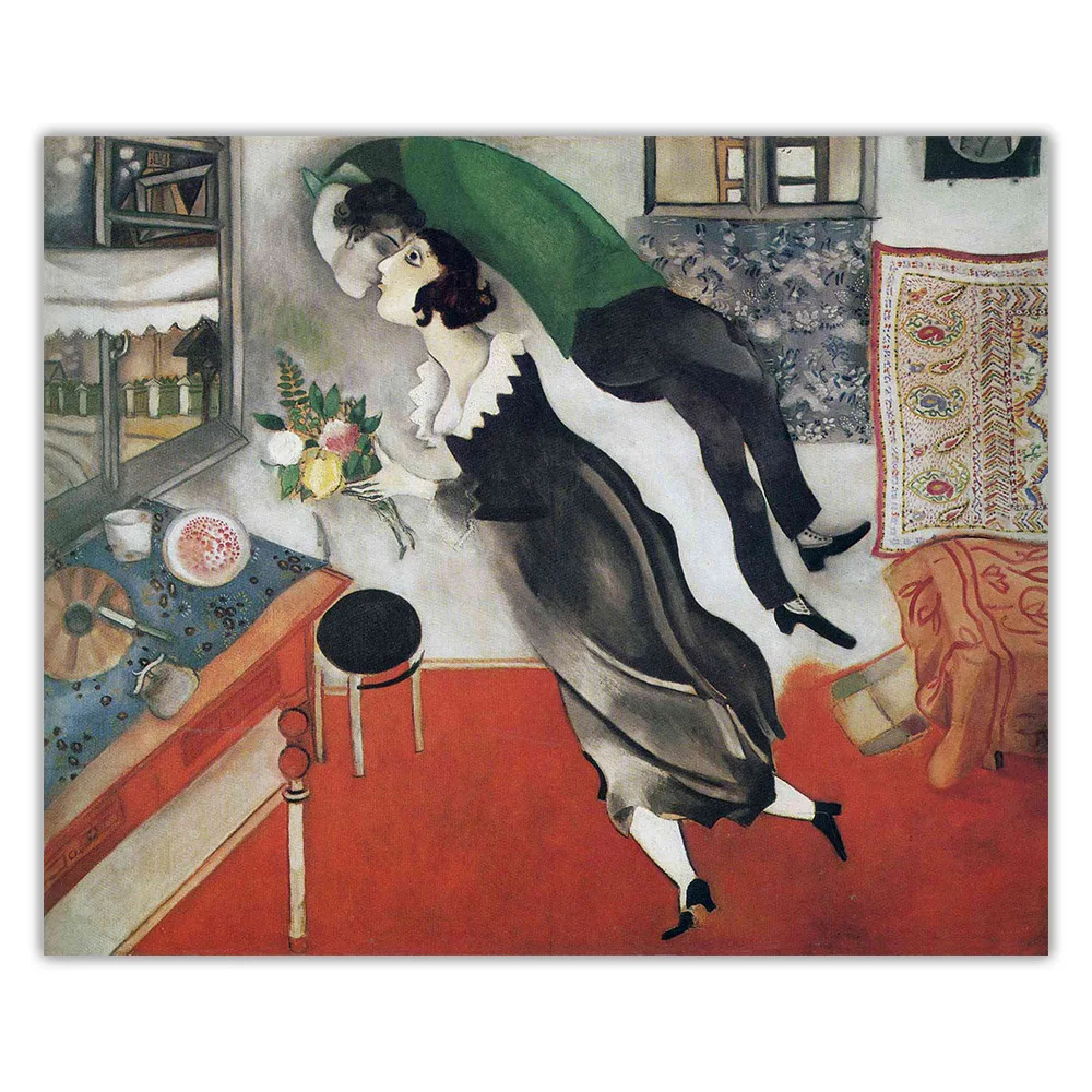 سيتون مارك شاجال 《عيد الميلاد》 لوحة زيتية فنية قماشية عمل فني شهير ملصق صورة جدار خلفية ديكور ديكور المنزل #5