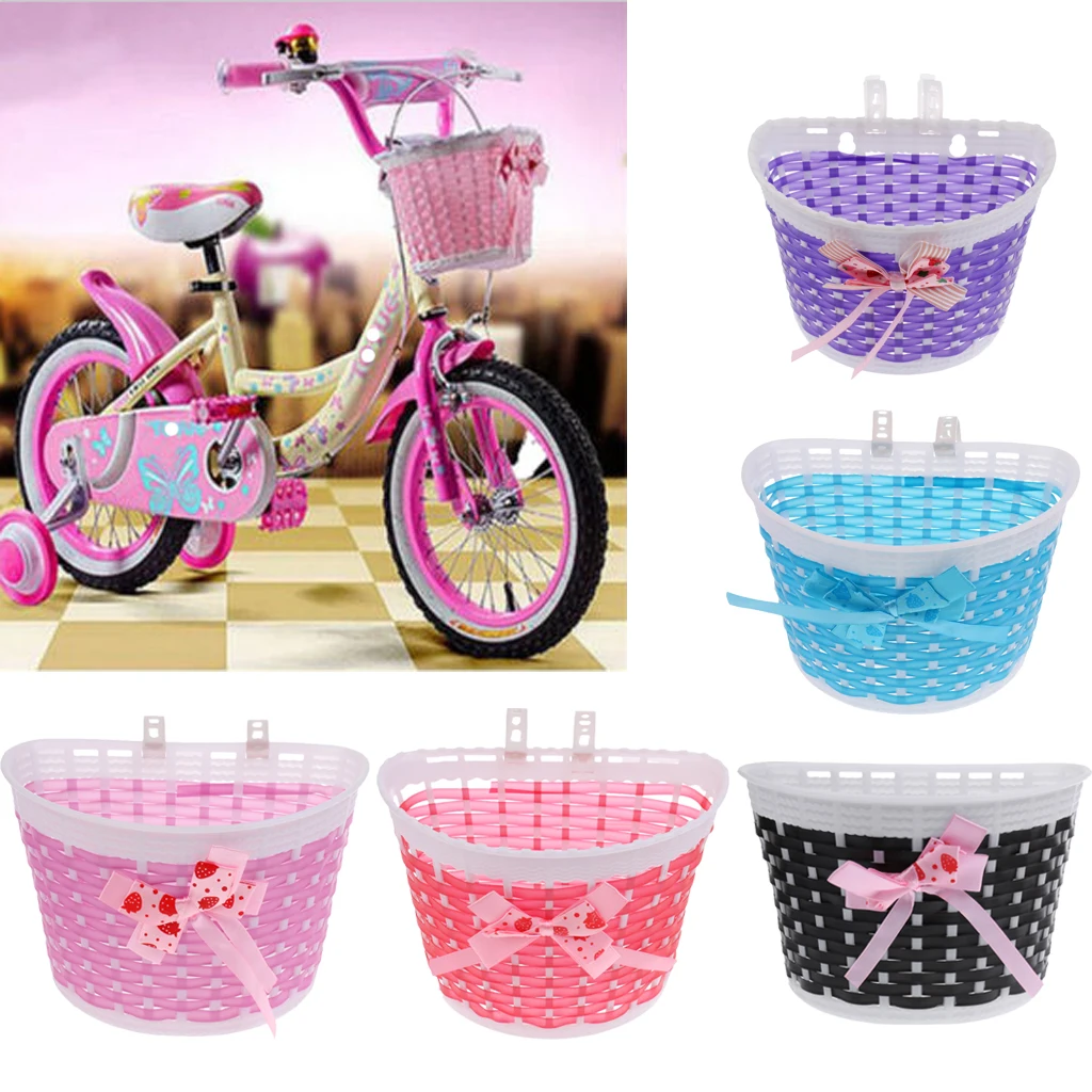 Venda quente meninas bicicleta ciclismo frente cesta bowknot estabilizadores de compras caso da bicicleta para crianças