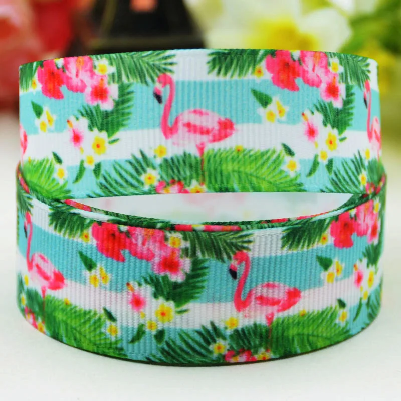 22mm 25mm 38mm 75mm Ruban Flamingo Cartoon Character printed Grosgrain Ribbon party decoration 10 Yards Mul111