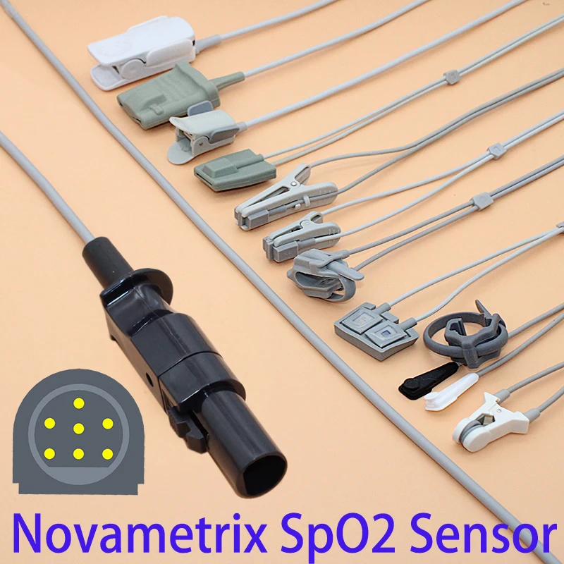 Compatible 7p Novametrix 87776-00 Spo2 sensor cable for adult/pediatric/child/Neonate/veterinary,3m Finger/Ear spo2 probe.