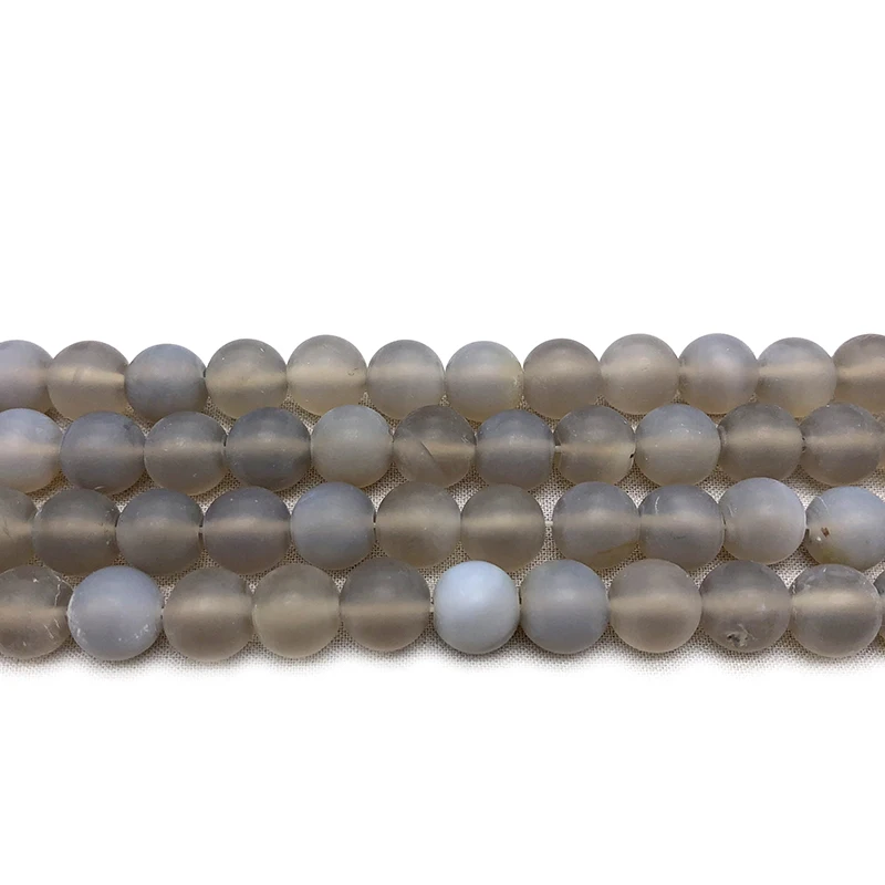 Natural Stone Dull Polish Matte Grey Agates Round Loose Beads For Jewelry Making 4/6/8/10/12mm Beaded Bracelet Diy Accessories
