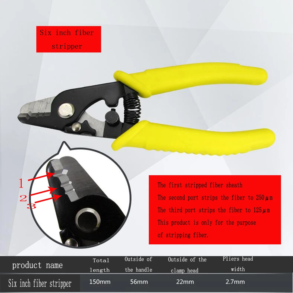 6-Inch Optical Fiber Stripping Pliers Peeling Crimper Cable Stripping Cutter Electricians Manganese Steel Crimping Hand Tools