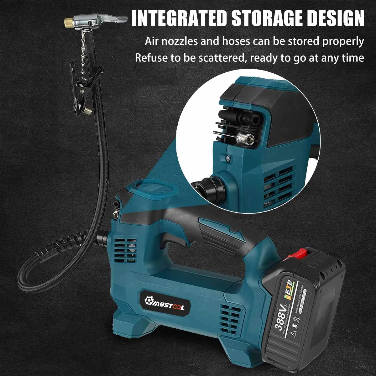 22L/Min ไร้สายชาร์จไฟฟ้าแบบพกพาดิจิตอลยางรถยนต์ Inflator Air Compressor สำหรับ Makita 18V แบตเตอรี่