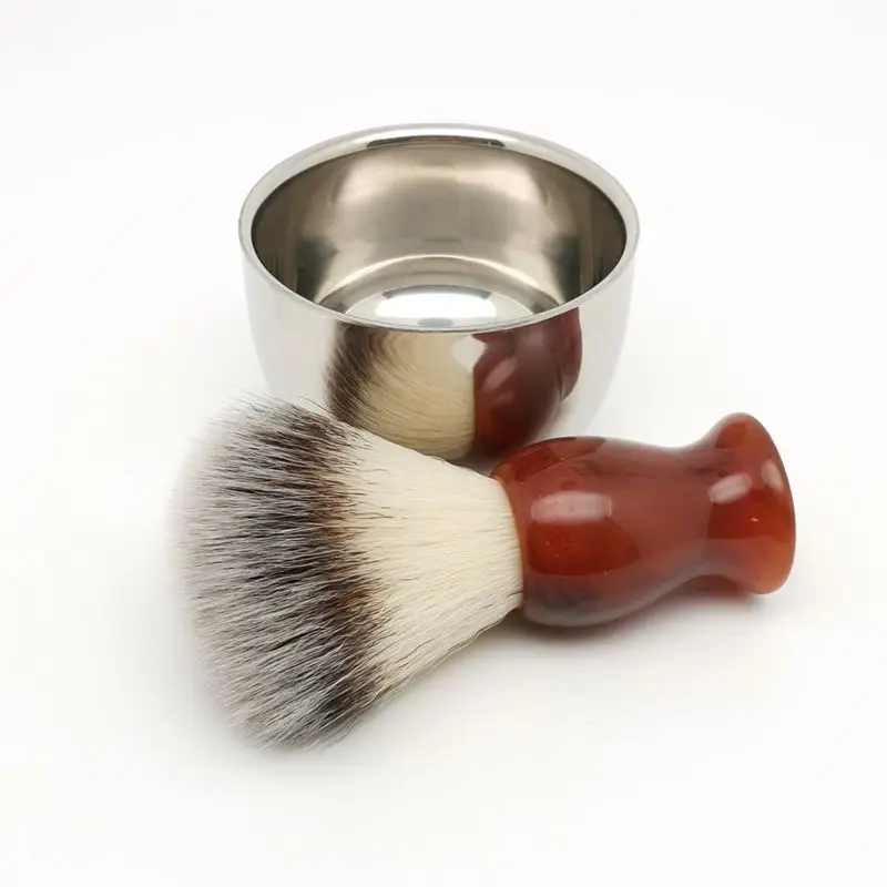 TEYO Man Synthetic Shaving Brush and Shaving Cup Set Perfect for Wet Shave Double Edge Razor Safety Razor