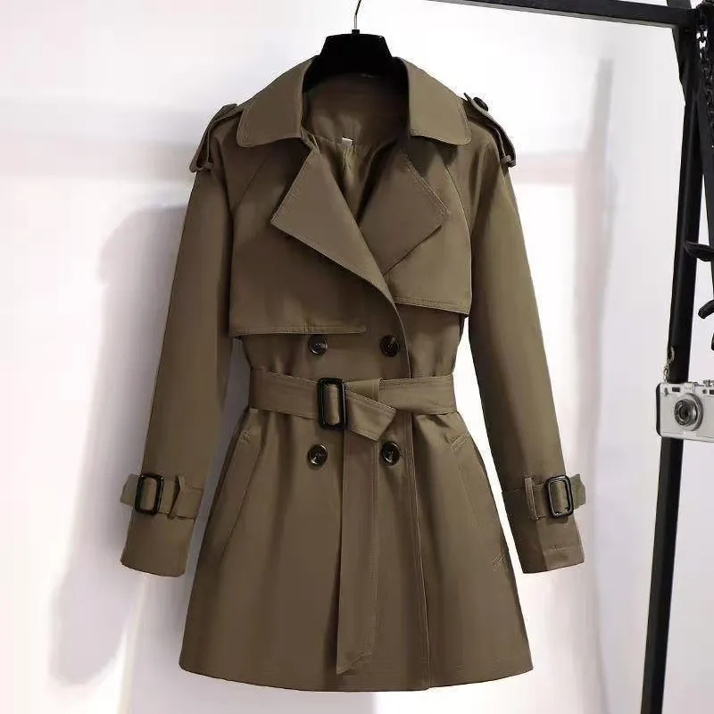 

Cotton/No Cotton Women Windbreaker 2023 New Spring Autumn Mid-length Tooling British Style Ladies Trench Coat With Belt H210
