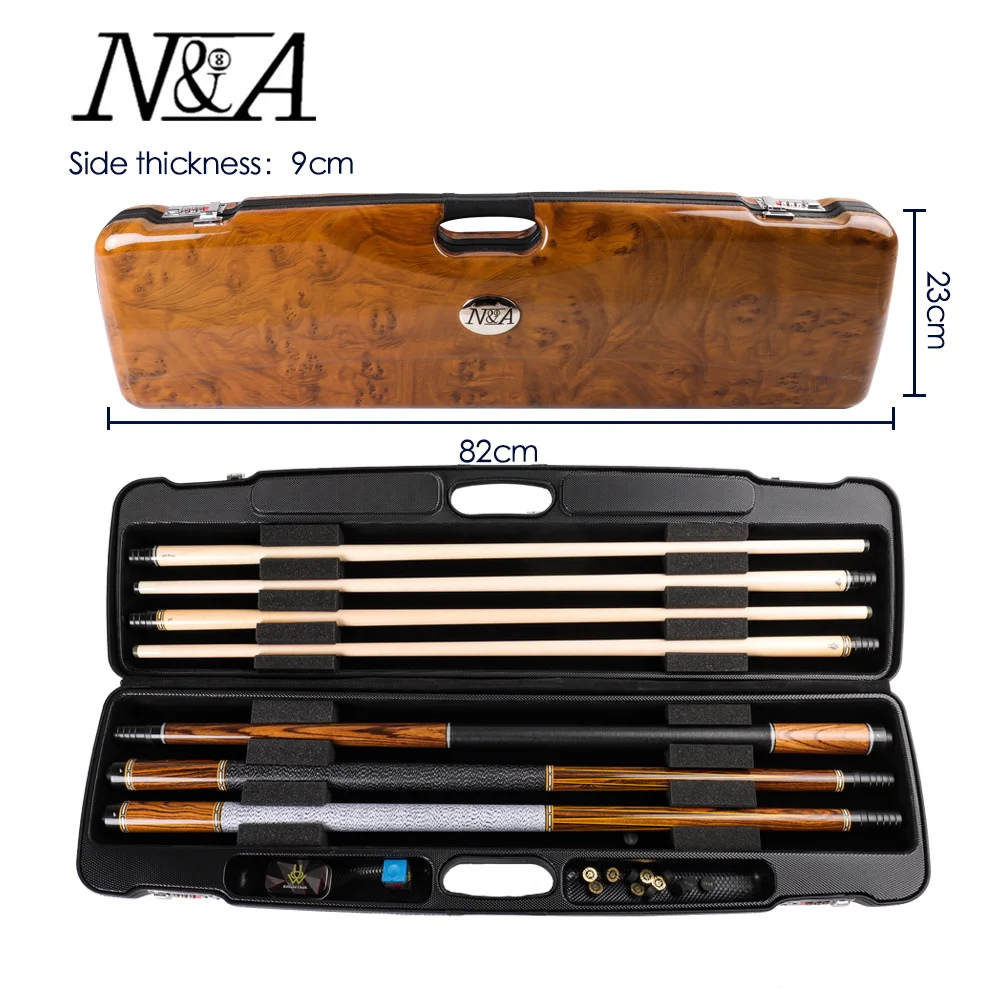 NA High Quality 1/2 Pool Cue Case Box 3 Butts 4 Shafts Box ABS Material Portable Password High Capacity Billiards Accessories