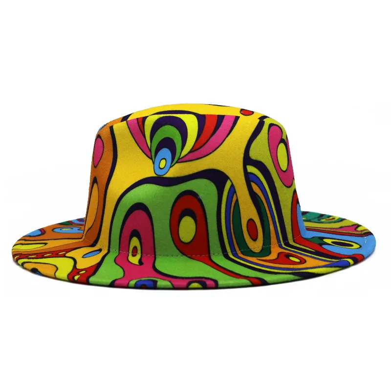 Colorful Wide Brim New Style Church Derby Top Hat Panama Felt Fedoras Hat for Men Women artificial wool British style Jazz Cap