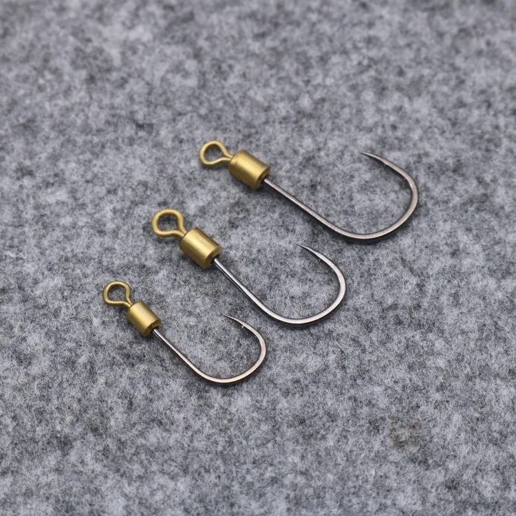 Fishing Swivel Connector Hooks Barbed Jig Hook Carp Fishing Jig Head High Carbon Steel 10pcs for Fly Fishing Accessories Tackle