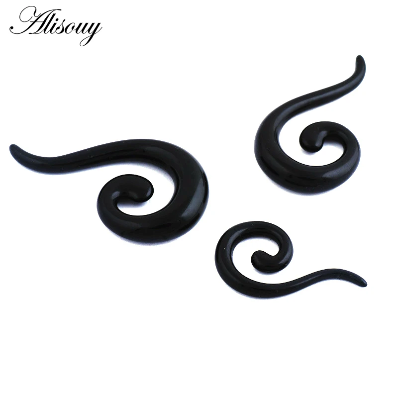 Alisouy 2Pcs Trendy Acrylic Spiral Taper Flesh Ear Plug Tunnel Stretcher Expander Stretching Snail Screw Piercing Body Jewelry