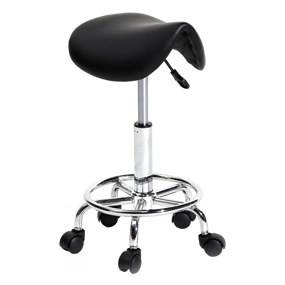2Colors Adjustable Saddle Stool Ha Ha Feet Rotation Bar Stool  Leather Stool Height Adjustable Bar Chair Work Rotating Chair