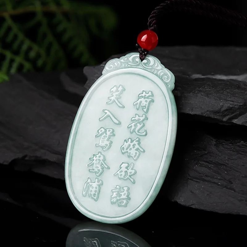 Hot Selling Natural Hand-carve Jade Lotus Mandarin Duck Necklace Pendant Fashion Jewelry Men Women Luck Gifts Amulet