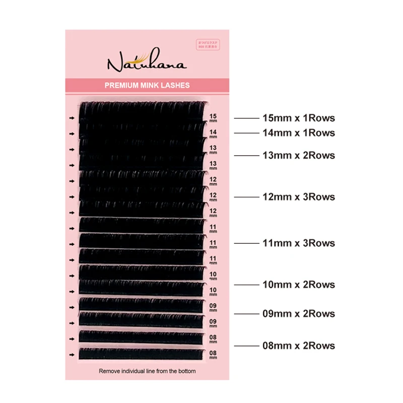 NATUHANA 8-25 Mixed 16Rows Fake Eyelash Extension Maquiagem Cilios Postiço Individual False Eyelashes Supplies Silk Mink Lashes