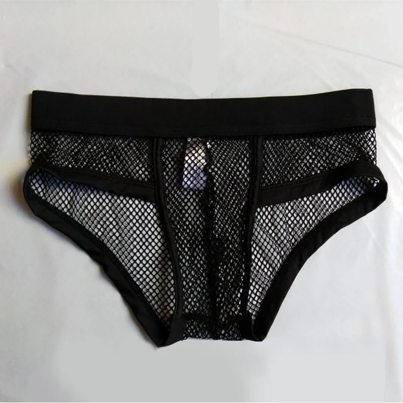 Men Sexy Underwear Transparent Bikini BriefsBulge  Mesh See Through Erotic Underpants Fashion Low Waist Brief Lingerie Intimates