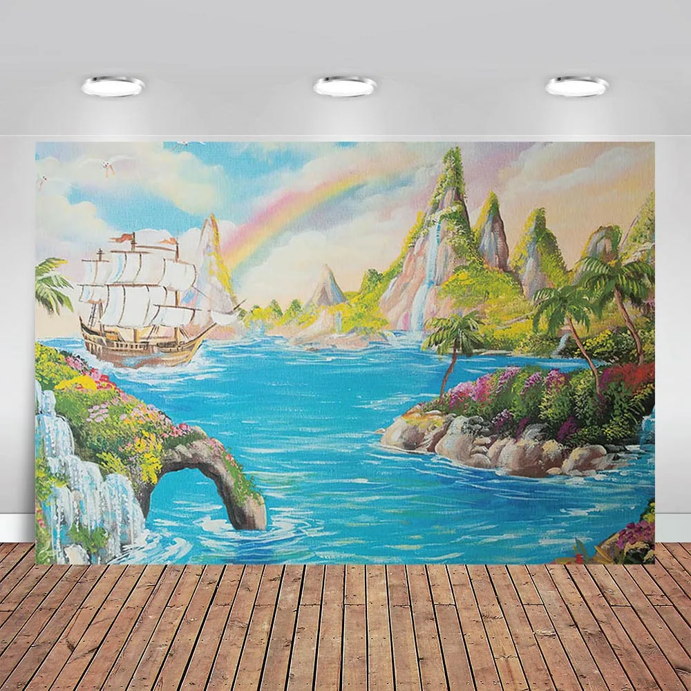 Islands Backdrops Baby Shower Birthday Sailing Rainbow River Portrait Photography Background Photo Studio Photozone Decor Props