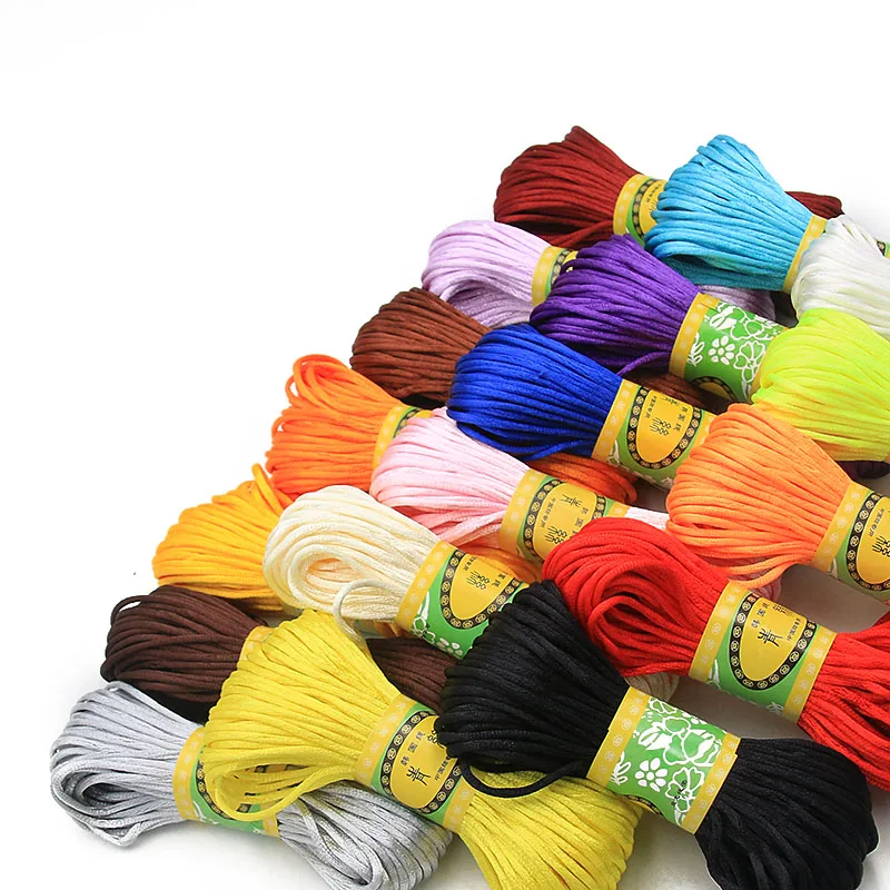 20 meter 2 mm 25 kleuren Chinese knoopkoord Rattail satijn gevlochten voor doe-het-zelf sieraden bevindingen accessoires maken materiaal armband