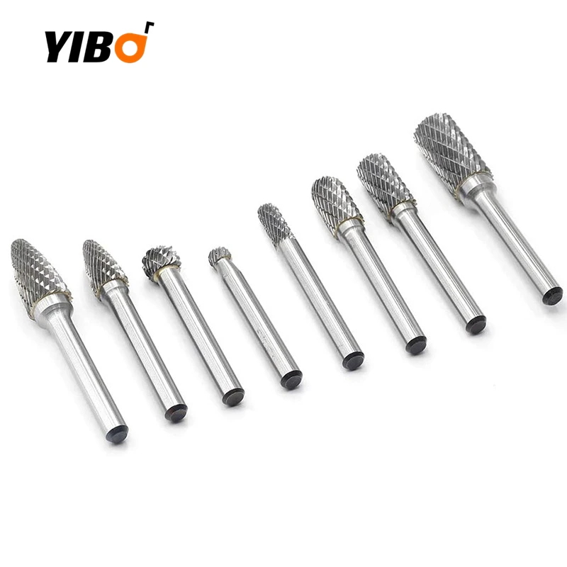 คาร์ไบด์ Rotary Burr ชุด Dor Die Grinder เจาะทังสเตนคาร์ไบด์ Burrs ชุด6MM 8PCS Shank คู่ตัด