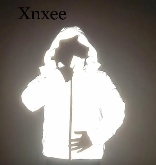 Reflective Light Winter Jacket Coat Women Men Thick Warm Cotton Linning Night Jogger Hooded Parka  Hip Hop Streetwear