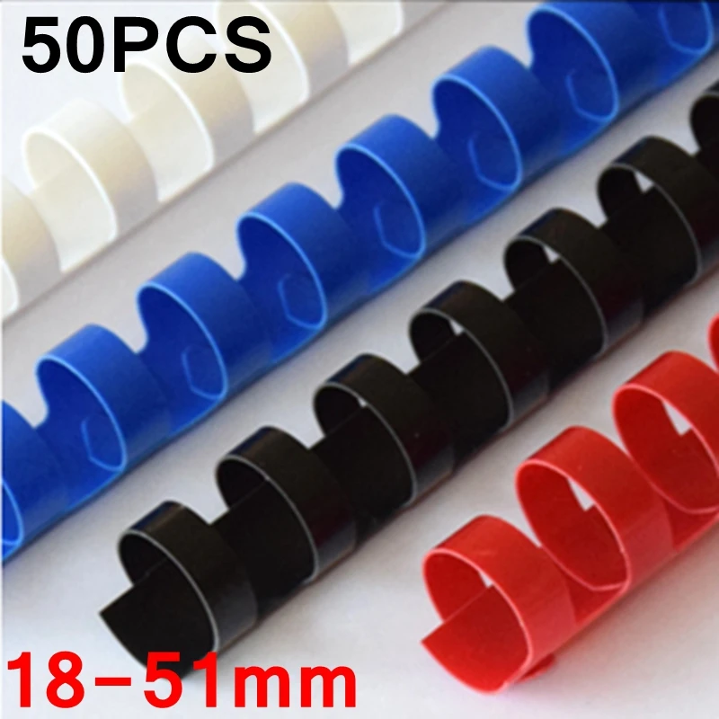 50 stks/doos PVC bindende schorten 21 ringen 18-51mm binding 140-450 vellen A4 bindende schorten kam bindmachine leveranciers 4 kleuren