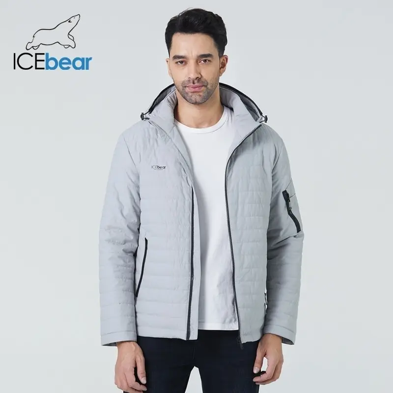 ICEbear 2021 new men's short cotton jacket fall fashion men's high quality coat with hood brand clothing MWC21662D