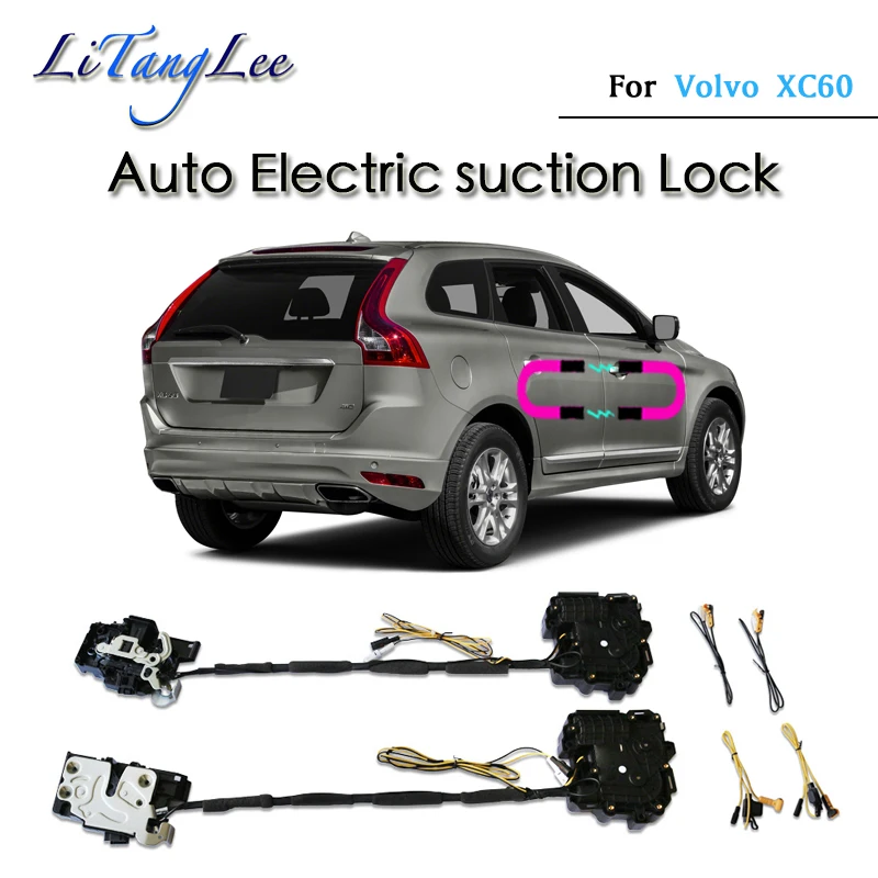 For Volvo XC60 2015~2017 ​​Car Soft Close Door Latch Pass Lock Actuator Auto Electric Absorption Suction Silence Closer