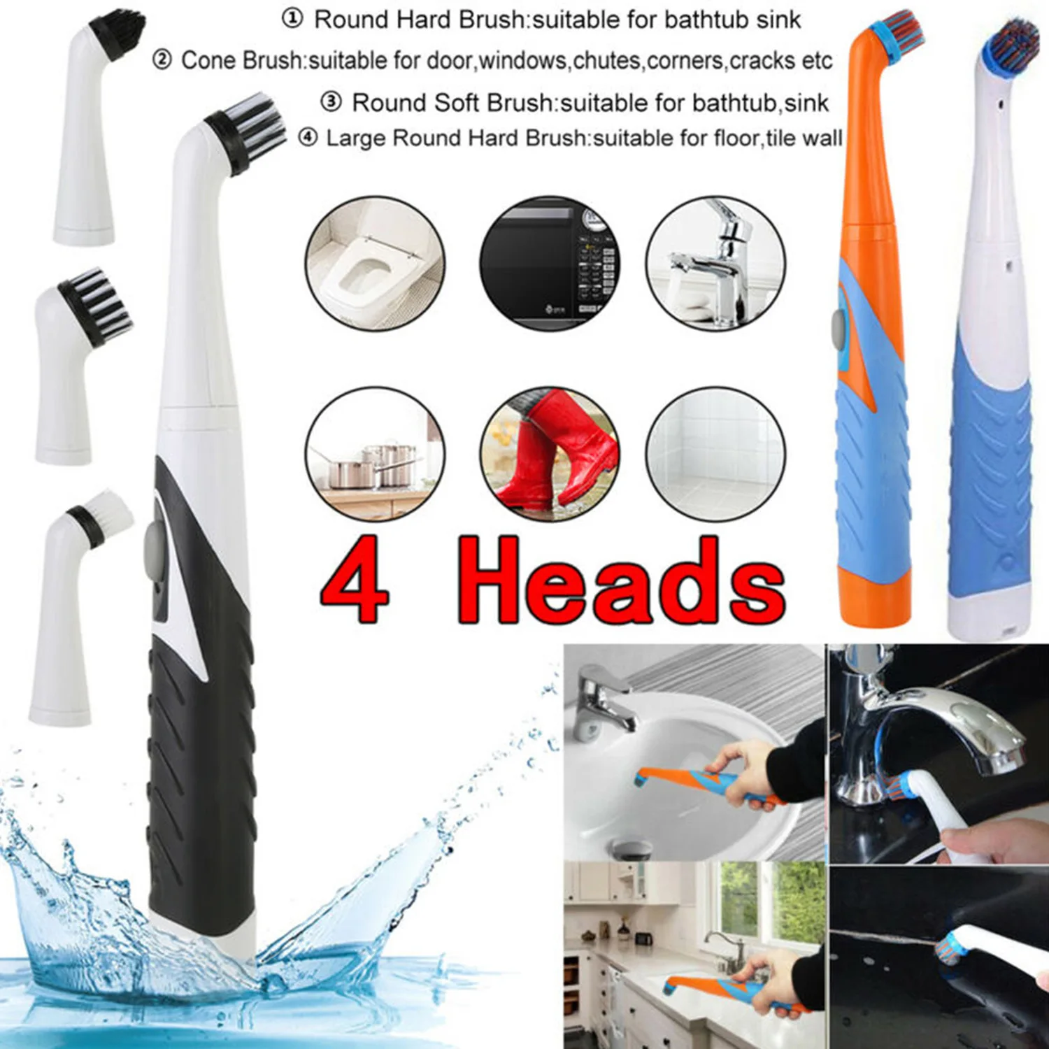 Electric Cleaning Brush Ultrasonic Scrubber Kitchen Utensils Bathroom Shoe Brush Sonic Scrubber  Cleaning Brush Small Brush