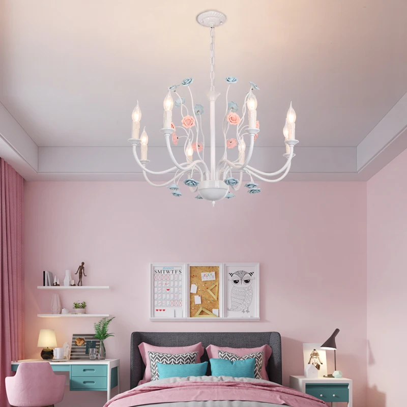 Modern wedding deco Pink Chandelier Lighting Warm led Light Bedroom Chandeliers Ceiling Dining Room Ceramic Candle Lamp for home