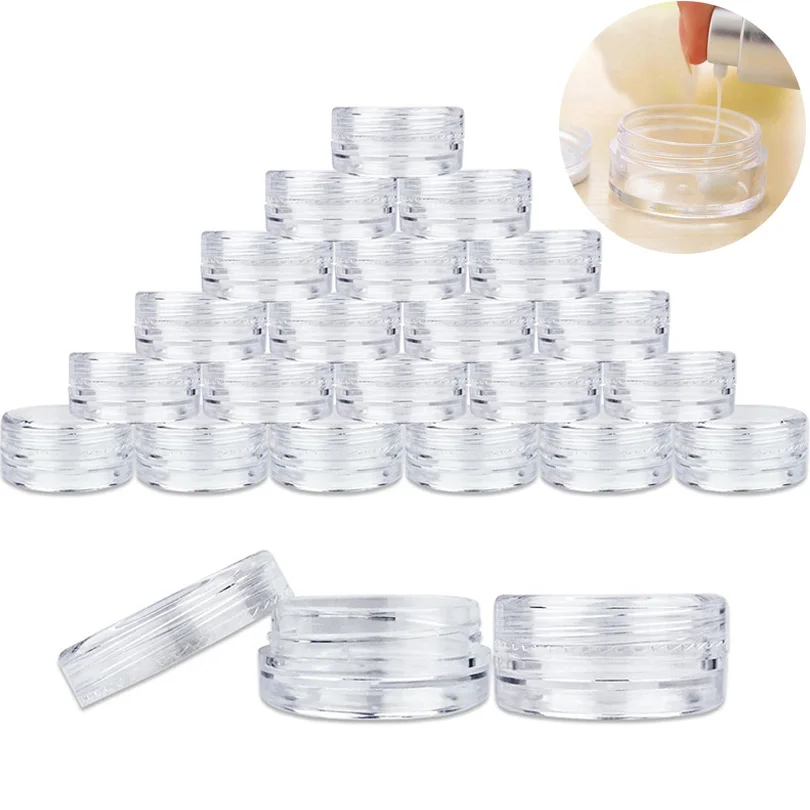 10-100pcs 3g Empty Plastic Cosmetic Makeup Jar Pots Transparent Sample Bottles Eyeshadow Face Cream Lip Balm Container