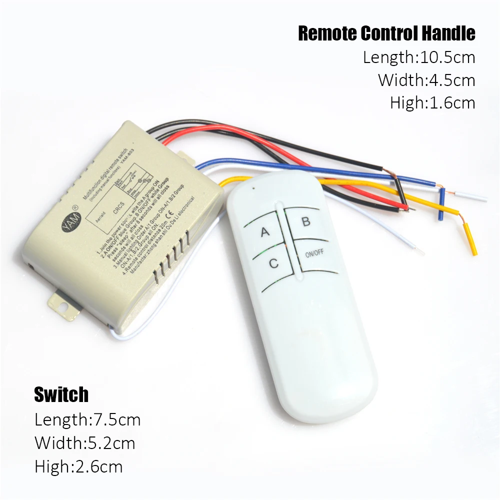 Wireless ON/OFF 1/2/3/4 Ways 220V Lamp Remote Control Switch Receiver Transmitter Controller Indoor Lamp Home Replacements Parts