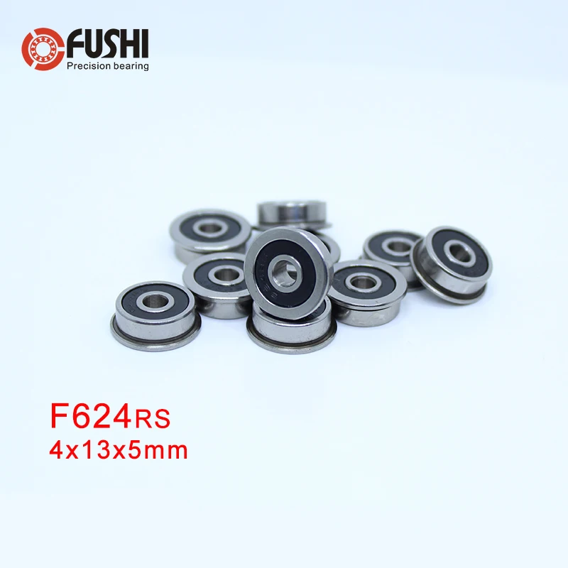 F624-2RS Bearing 4x13x5mm 10PCS ABEC-1 Miniature Flanged F624RS Ball Bearings RF-1340DD