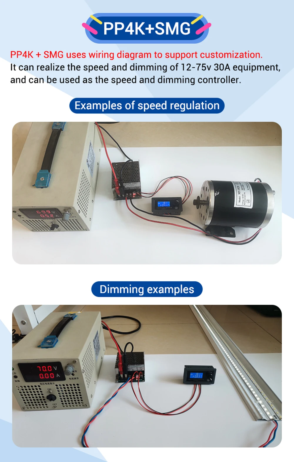 PP4K DC 3.3-30V ดิจิตอลจอแสดงผล RPM ปรับ PWM PULSE Generator แสง LED มอเตอร์ควบคุมความเร็วเริ่มต้นช้าและหยุดช้า