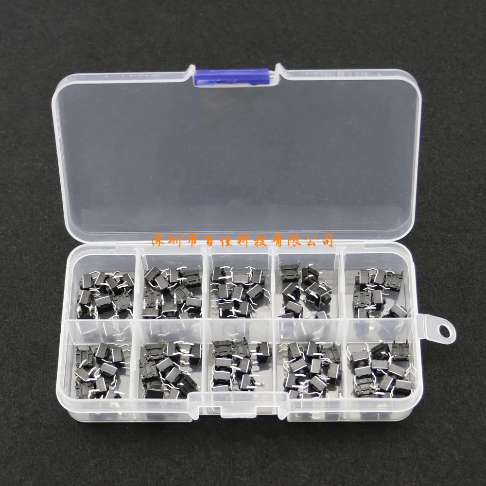 100Pcs Sleutelschakelaar 6*6*5Mm Tact Switch Knop Switch Box Kit