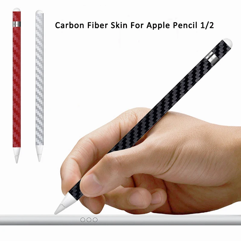 3 3D Sợi Carbon Da Toàn Thân Bảo Vệ Miếng Dán Kính Cường Lực Cho Apple Pencil 1/Bút Chì 2 Siêu Mỏng sợi Dọc Phim Da