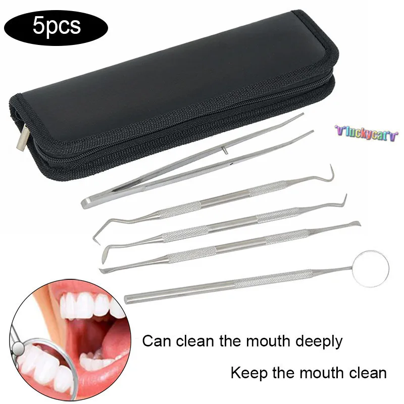 5PCS Dental Mirror Stainless Steel Dental Tool Set Mouth Mirror Dental Kit Instrument Dental Pick Dentist Prepare Tool