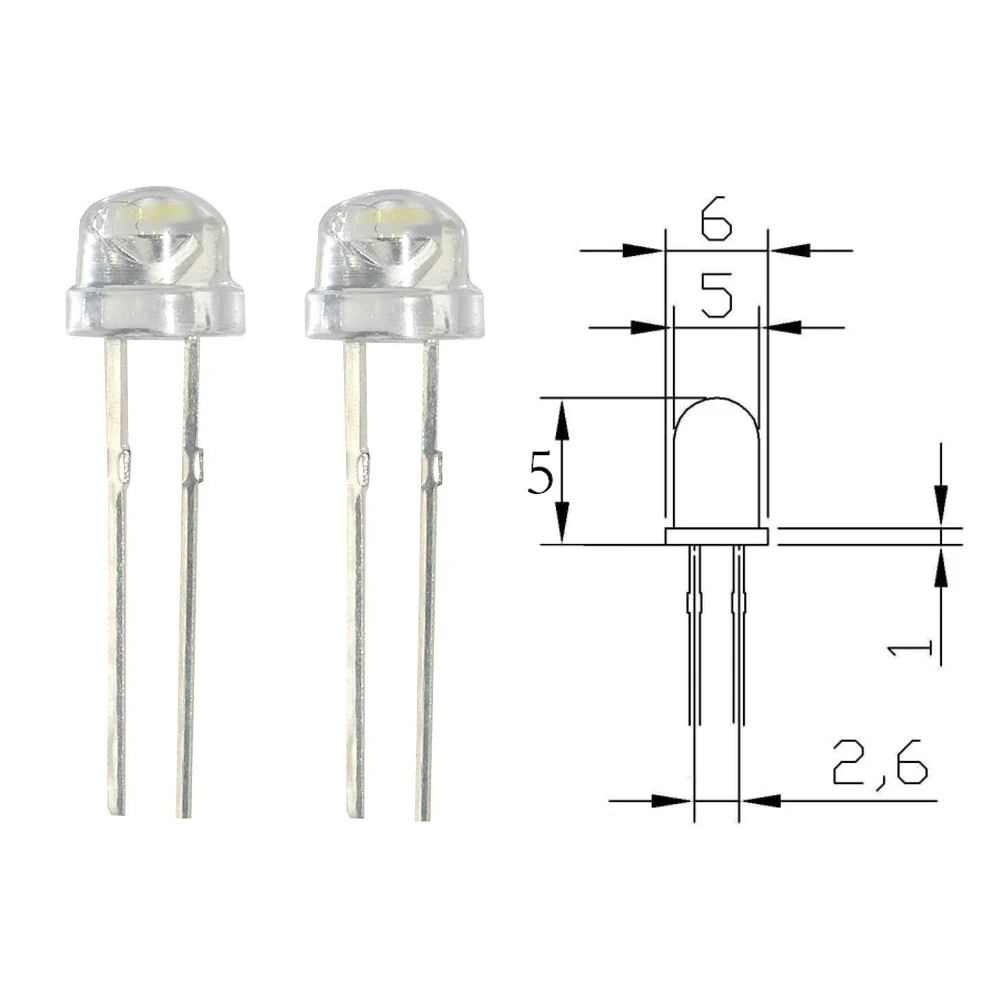 ZHMZH 100pcs/Lot High Brightness LED Straw Hat Lamp Bead Light-emitting Diode DIY Light Beads 5mm Light Emitting Diodes (LEDs)