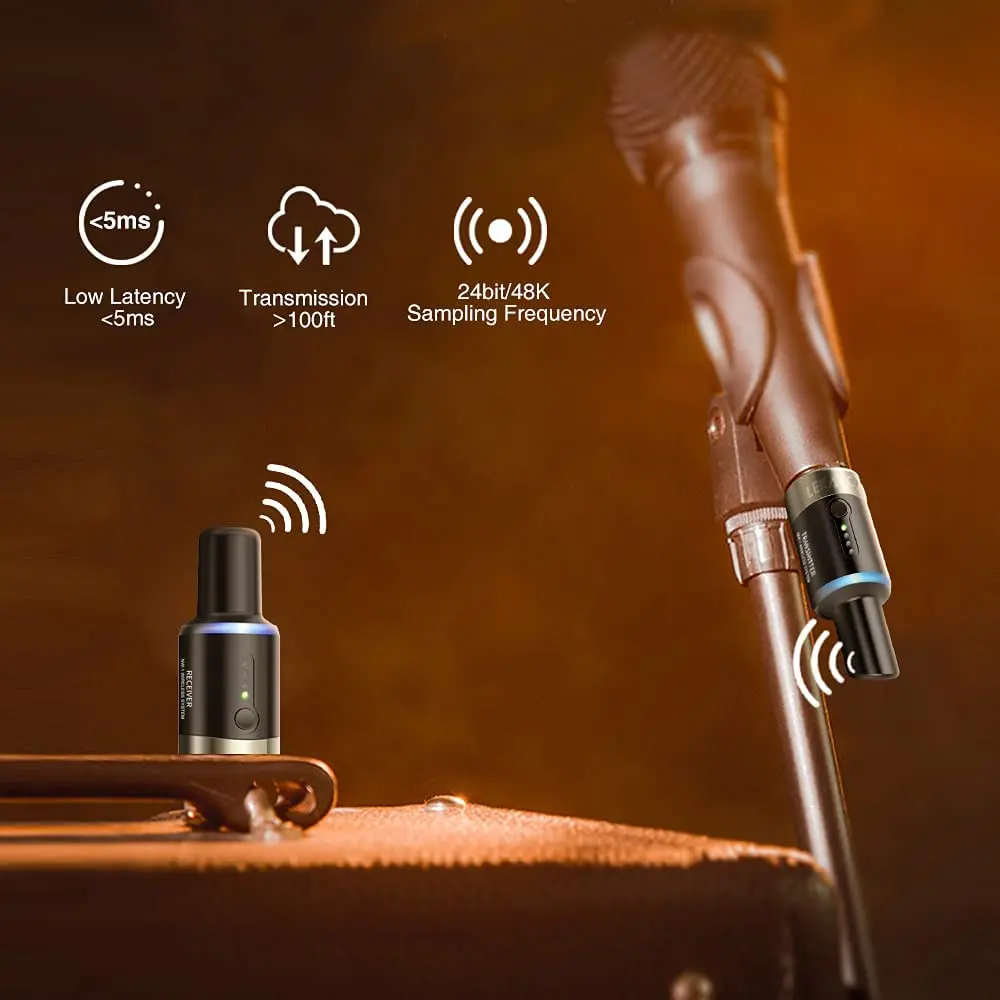 LEKATO MW-1 5.8GHz Wireless Microphone System Plug On XLR Wireless Transmitter Receiver For Effector Dynamic Microphone