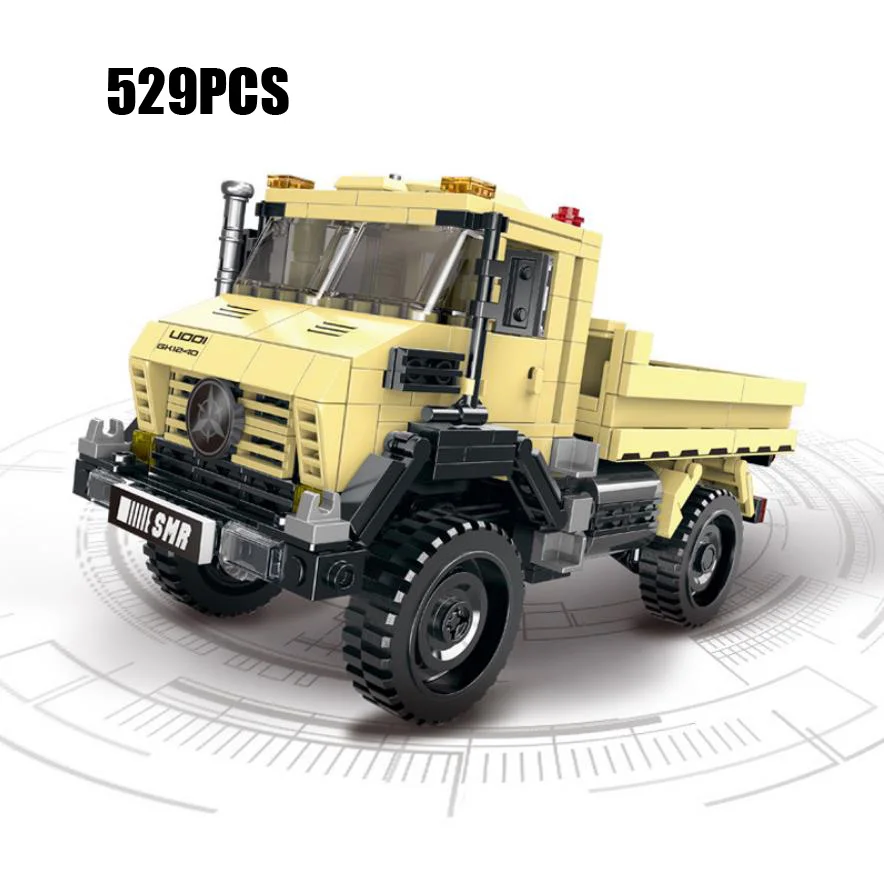 Creative Benz Unimog Orv Super Pickup Truck Moc Building Block Off-road Adventure Car Assemble Model Driver Figures Brick Toy