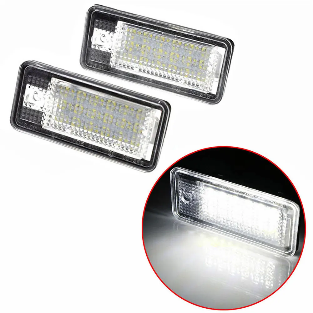 Lámpara de luz LED de placa de matrícula sin errores 2 piezas 18 para Audi A3 A4 A6 A8 B6 B7 Q7