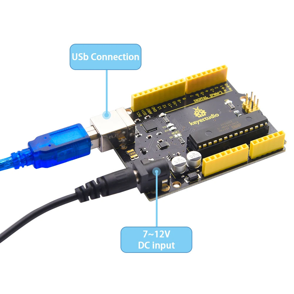 Keyestudio V4.0 Development Board W/USB Serial Chip CP2102 + Cable Compatible With Arduino Uno R3 Gift Box