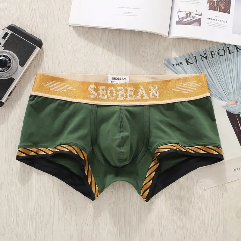 Mens Boxer Shorts Solid Color Cotton Mens Underwear Boxer Summer Mid Waist Underpants Breathable Men's Panties 2022 New