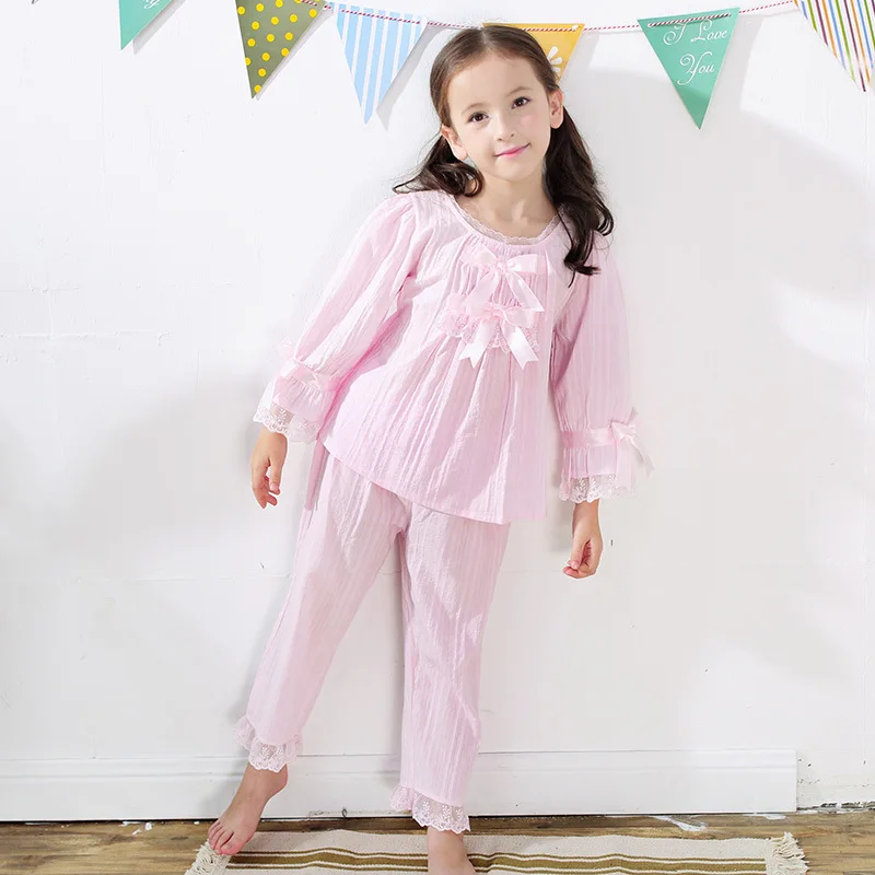 2026 Spring /Autumn Children's Sets Girls Pajamas Set Long Sleeve 100% Cotton Princess Suit Baby Clothing For 3y-10y