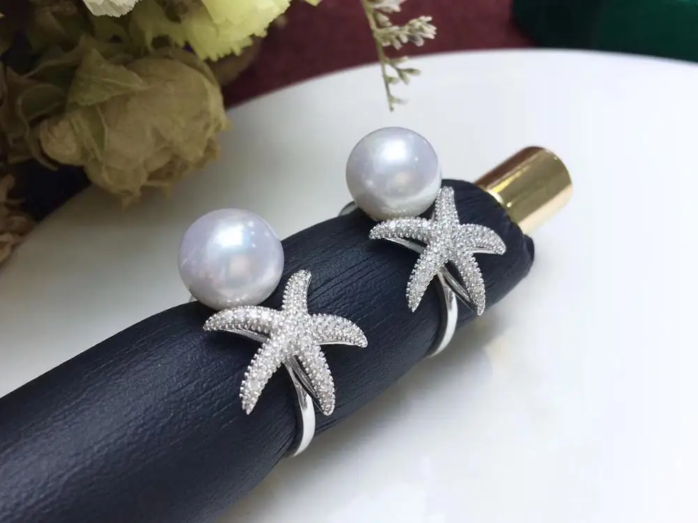 

Starfish 925 Sterling Silver Adjustable Ring Findings Mountings Settings Parts Fittings for Pearls Jade Coral Stones Bead