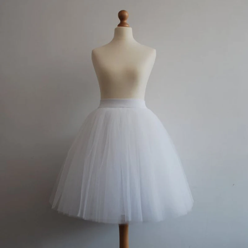 5 Layers 60cm Princess Midi Tulle Skirt Pleated Dance Tutu Skirts Womens Lolita Petticoat Jupe Saia faldas Denim Party Skirts