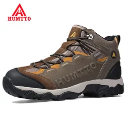 HUMTTO-Botas de senderismo impermeables para hombre, zapatos deportivos de cuero para caza, escalada, Trekking, zapatillas transpirables para montaña al aire libre