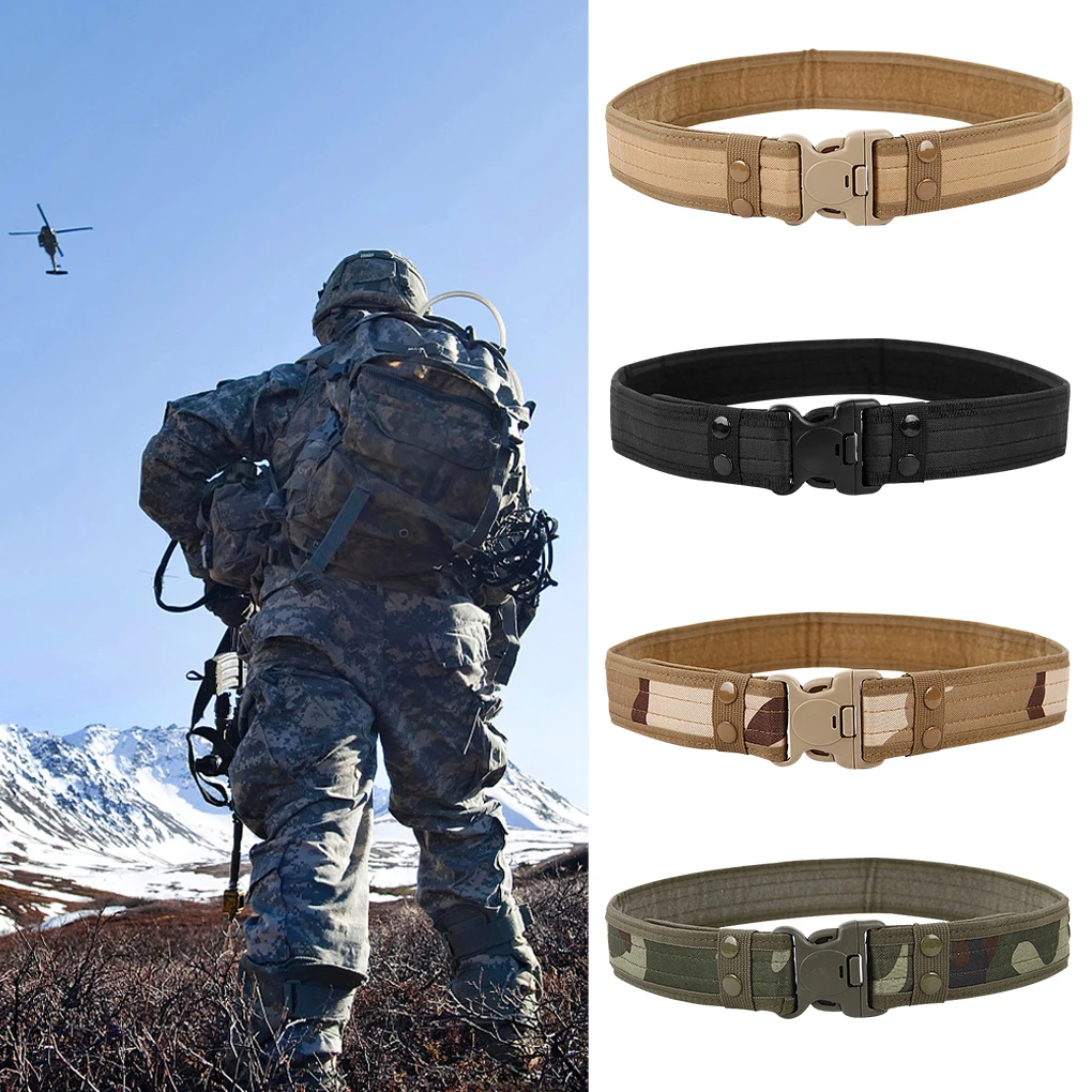 2024 New Army Style Combat Belts Quick Release Tactical Belt Fashion Men Canvas Waistband Outdoor Hunting Camouflage Waist Strap