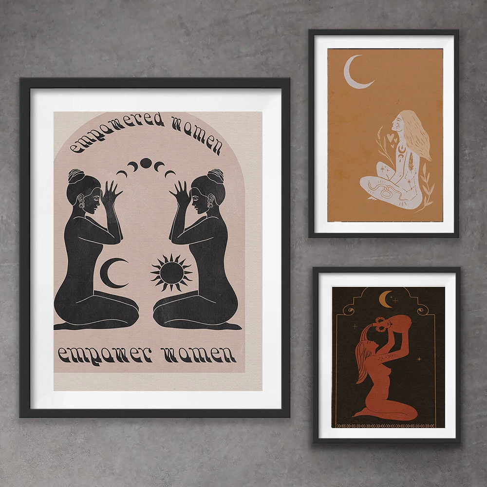 Böhmisches Hexerei-Wandposter „Empower Women“, inspirierte spirituelle Drucke, Feminismus, Leinwand, Wandkunst, Bilder, nordische Heimdekoration