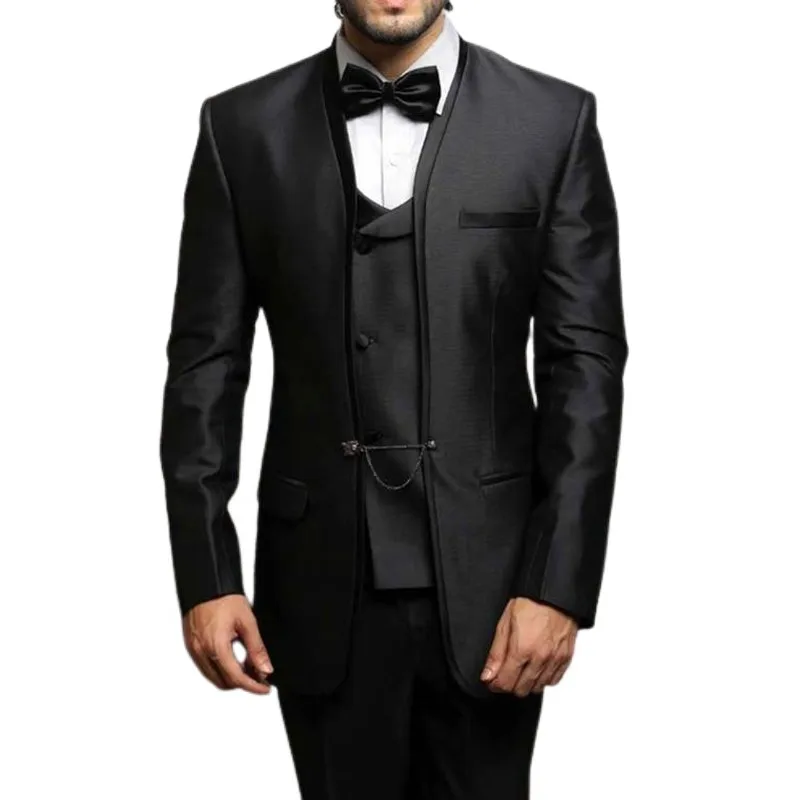 3 Piece Italian Wedding Tuxedo with Double Breasted Waistcoat Black Formal Men Suits Elegant Male Fashion Blazer Pants 2023