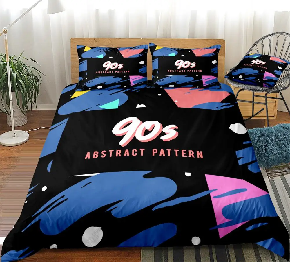 

Modern Duvet Cover Set Color Stitching Bed Linen Kids Teens Bedding Set Blue Black Home TextileBoys Girls Microfiber Bedclothes