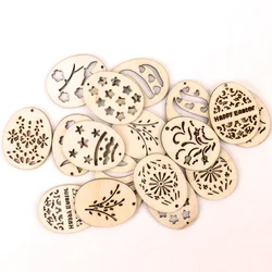 Wooden Mix Easter Egg Pattern Painting pendant Scrapbooking Craft Handmade Home Drop Hanging Decoration DIY 40mm 20 pcs