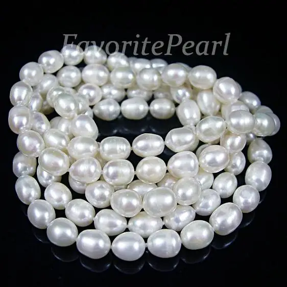 

Favorite Pearl Necklace 46 inches 7-8mmx9-10mm AA White Freshwater Pearl Long Necklace Wedding Birthday Women Gift Fine Jewelry