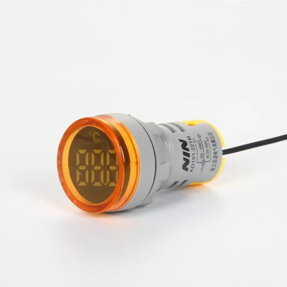 AD101-22TM 22mm Mini LED Digital Display Indicator Thermometer -20-199 Celsius 50-380VAC Pilot Light Temperature Meter AD16-22TM